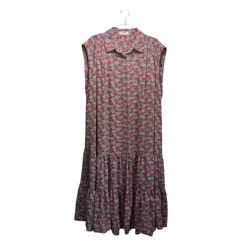 Natural Life Cottagecore Tiered Oversized Prairie Maxi Dress M Multicolor Pocket - Picture 2 of 10